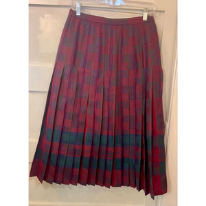 Vintage Tootal Collection Pure New Wool Tartan Pleated Skirt US 10 Plaid